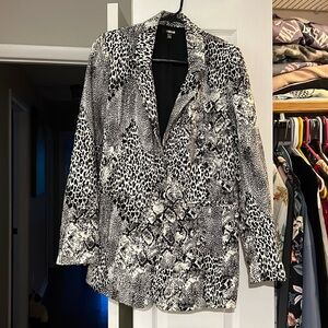 AFRM XS oversized black and white animal print blazer